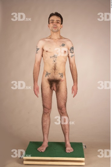 Whole Body Man Tattoo Nude Slim Studio photo references