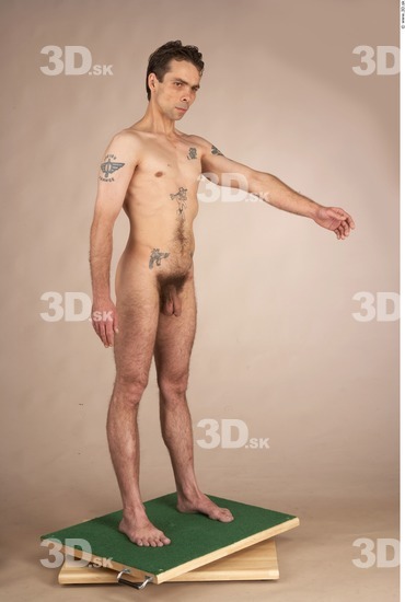 Whole Body Man Tattoo Nude Slim Studio photo references