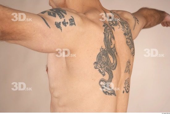 Whole Body Back Man Tattoo Nude Slim Studio photo references