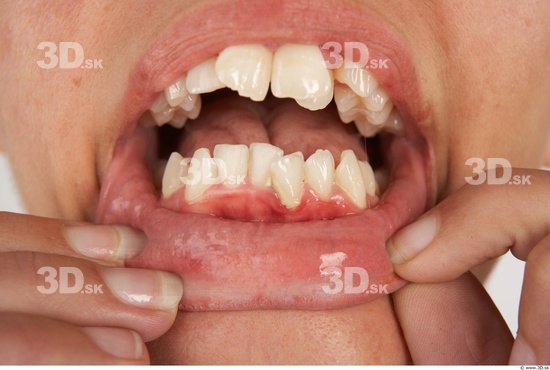 Whole Body Teeth Woman Slim Studio photo references