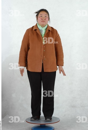 Whole Body Woman Asian Casual Overweight Studio photo references