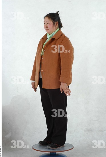 Whole Body Woman Asian Casual Overweight Studio photo references