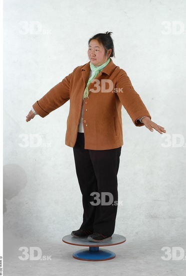 Whole Body Woman Asian Casual Overweight Studio photo references