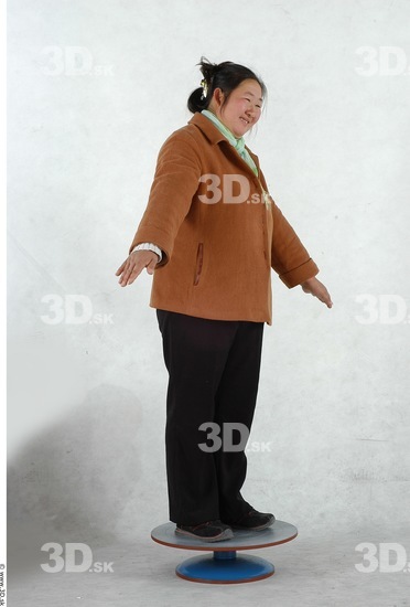 Whole Body Woman Asian Casual Overweight Studio photo references