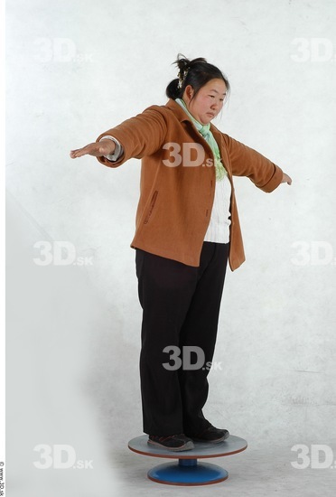 Whole Body Woman T poses Asian Casual Overweight Studio photo references