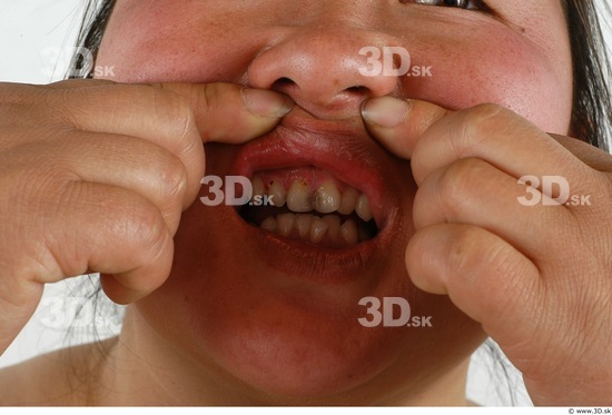 Whole Body Teeth Woman Asian Overweight Studio photo references