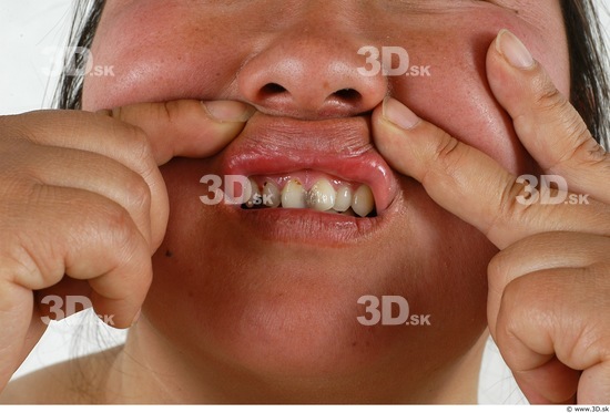 Whole Body Teeth Woman Asian Overweight Studio photo references