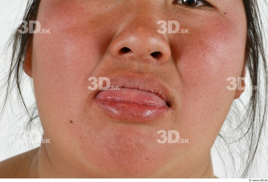 Whole Body Tongue Woman Asian Overweight Studio photo references