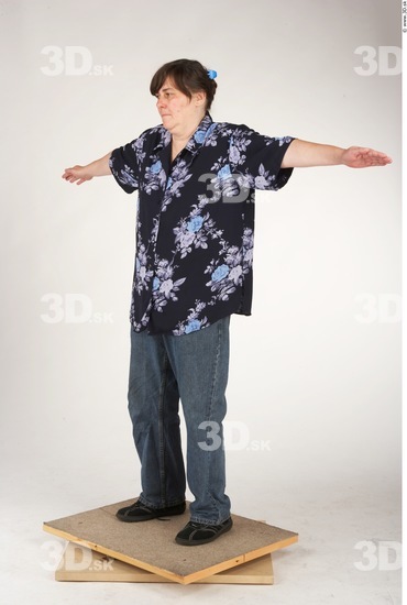 Whole Body Woman T poses Casual Chubby Studio photo references