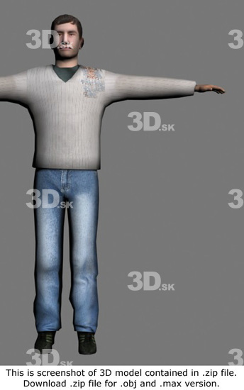 Whole Body Man White Casual 3D Models