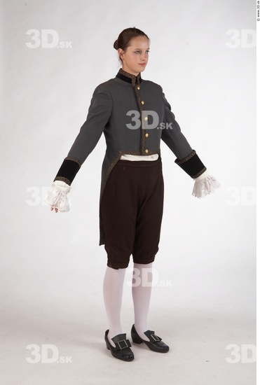 Whole Body Woman White Historical Slim Costume photo references