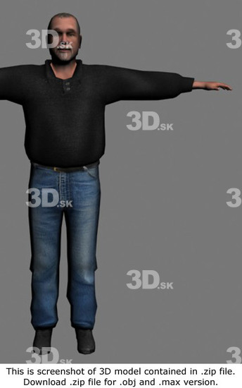 Whole Body Man White Casual Average 3D Models