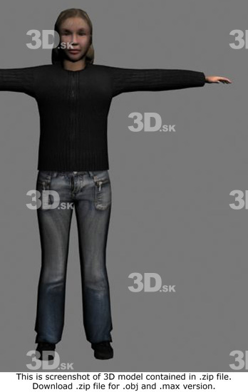 Whole Body Woman White Casual 3D Models