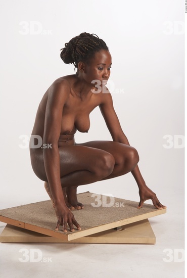 Whole Body Phonemes Woman Black Nude Slim Studio photo references