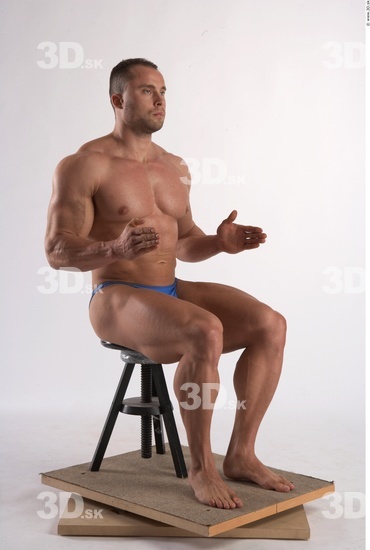 Whole Body Man Artistic poses White Underwear Muscular