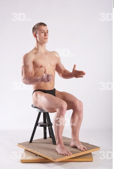 Whole Body Man Artistic poses White Underwear Muscular