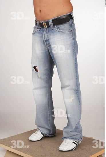 Leg Whole Body Man White Casual Jeans Average Studio photo references
