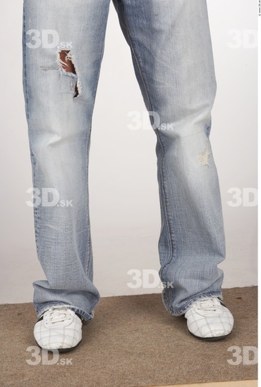 Calf Whole Body Man White Casual Jeans Average Studio photo references