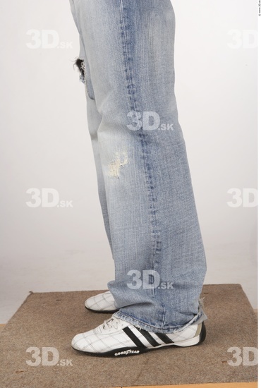 Calf Whole Body Man White Casual Jeans Average Studio photo references