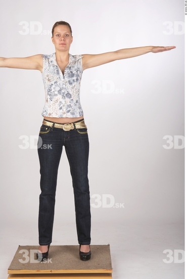 Whole Body Woman T poses Casual Slim Studio photo references