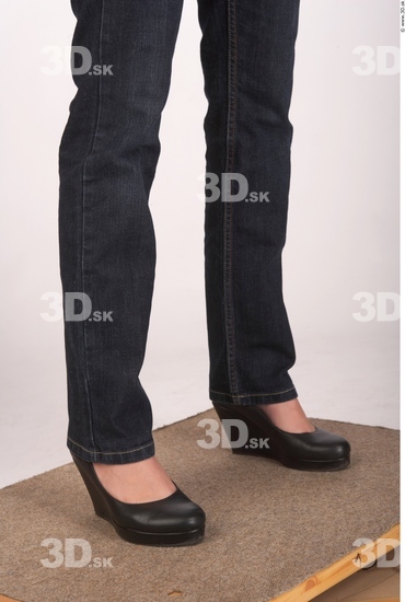 Calf Whole Body Woman Casual Jeans Slim Studio photo references