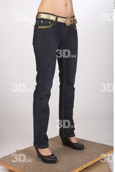 Leg Whole Body Woman Casual Jeans Slim Studio photo references