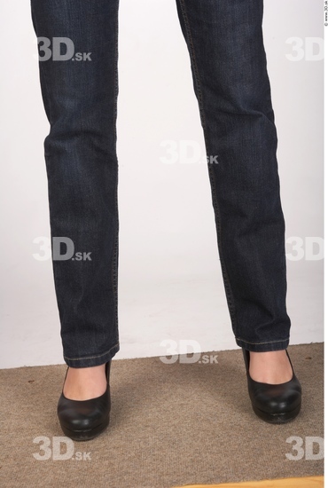 Calf Whole Body Woman Casual Jeans Slim Studio photo references