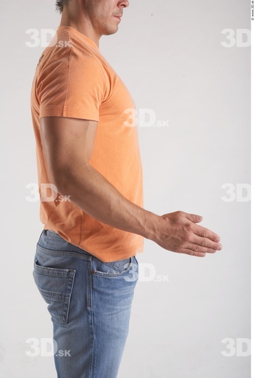 Arm Whole Body Man Animation references Casual Shirt T shirt Muscular Studio photo references