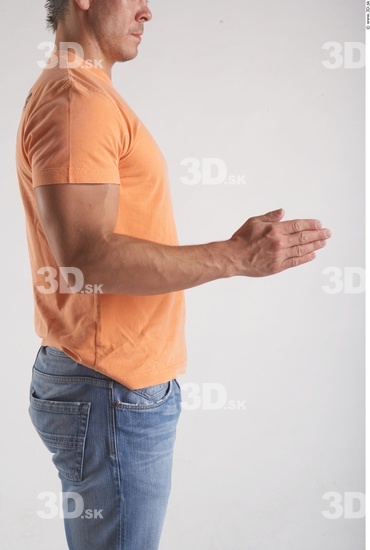 Arm Whole Body Man Animation references Casual Shirt T shirt Muscular Studio photo references