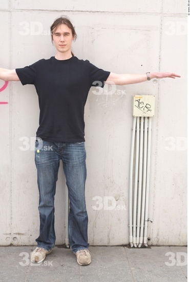 Whole Body Man T poses Casual T shirt Slim Street photo references