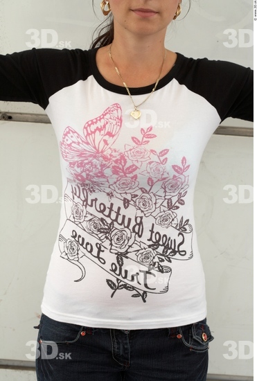 Upper Body Woman White Casual T shirt Average