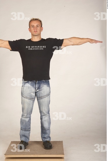 Whole Body Man T poses Casual Muscular Studio photo references