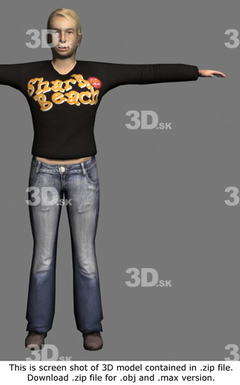 Whole Body Woman White Casual 3D Models