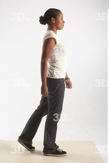 Whole Body Phonemes Woman Animation references Black Nude Casual Jeans Chubby Studio photo references