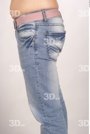 Thigh Whole Body Woman Casual Jeans Overweight Studio photo references