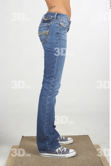 Leg Whole Body Woman Casual Jeans Slim Studio photo references