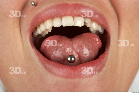 Whole Body Tongue Woman Piercing Slim Studio photo references