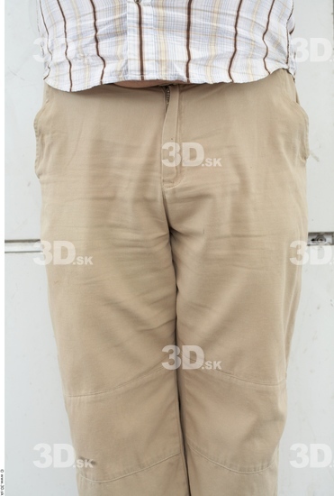 Thigh Man White Casual Trousers Overweight