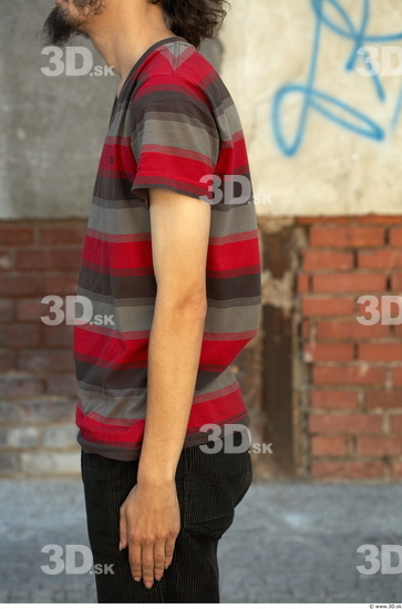 Arm Man Casual Shirt T shirt Average Bearded Street photo references