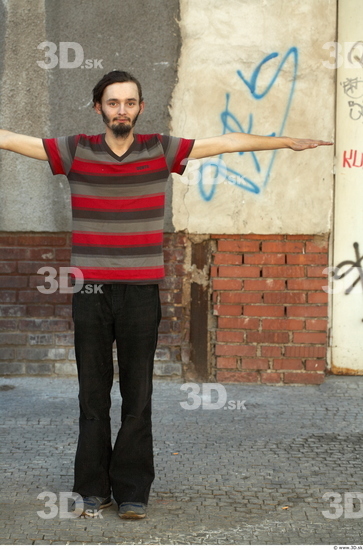 Whole Body Man T poses Casual Average Bearded Street photo references