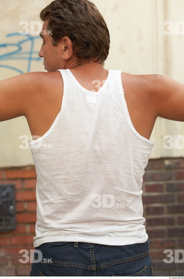 Upper Body Man White Casual Singlet Average