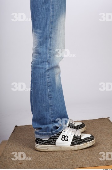 Calf Whole Body Woman Casual Jeans Slim Studio photo references