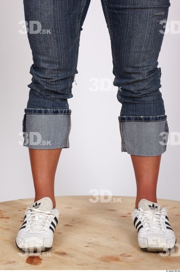 Calf Whole Body Woman Nude Casual Jeans Muscular Studio photo references