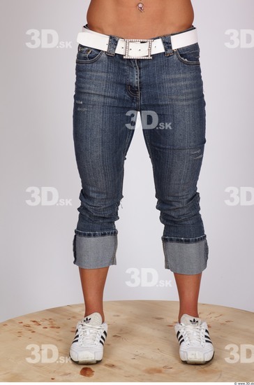 Leg Whole Body Woman Nude Casual Jeans Muscular Studio photo references