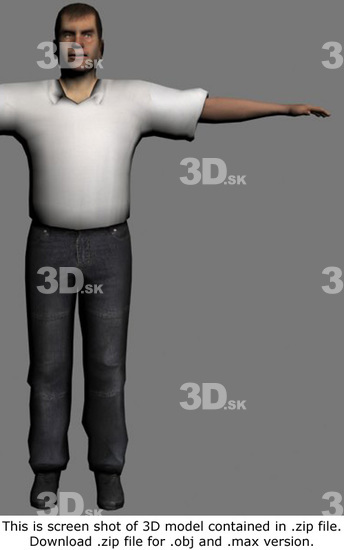 Whole Body Man White Casual Average 3D Models