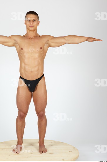 Whole Body Man T poses Sports Swimsuit Muscular Studio photo references