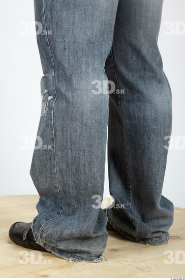 Calf Man Casual Jeans Muscular Studio photo references