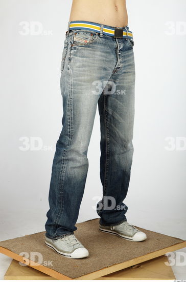 Leg Whole Body Man Animation references Nude Casual Jeans Slim Studio photo references