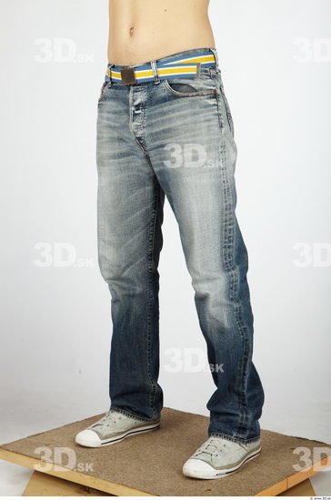 Leg Whole Body Man Animation references Nude Casual Jeans Slim Studio photo references