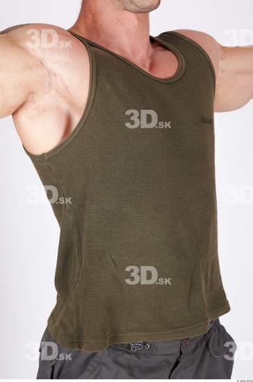 Upper Body Man Casual Singlet Muscular Studio photo references